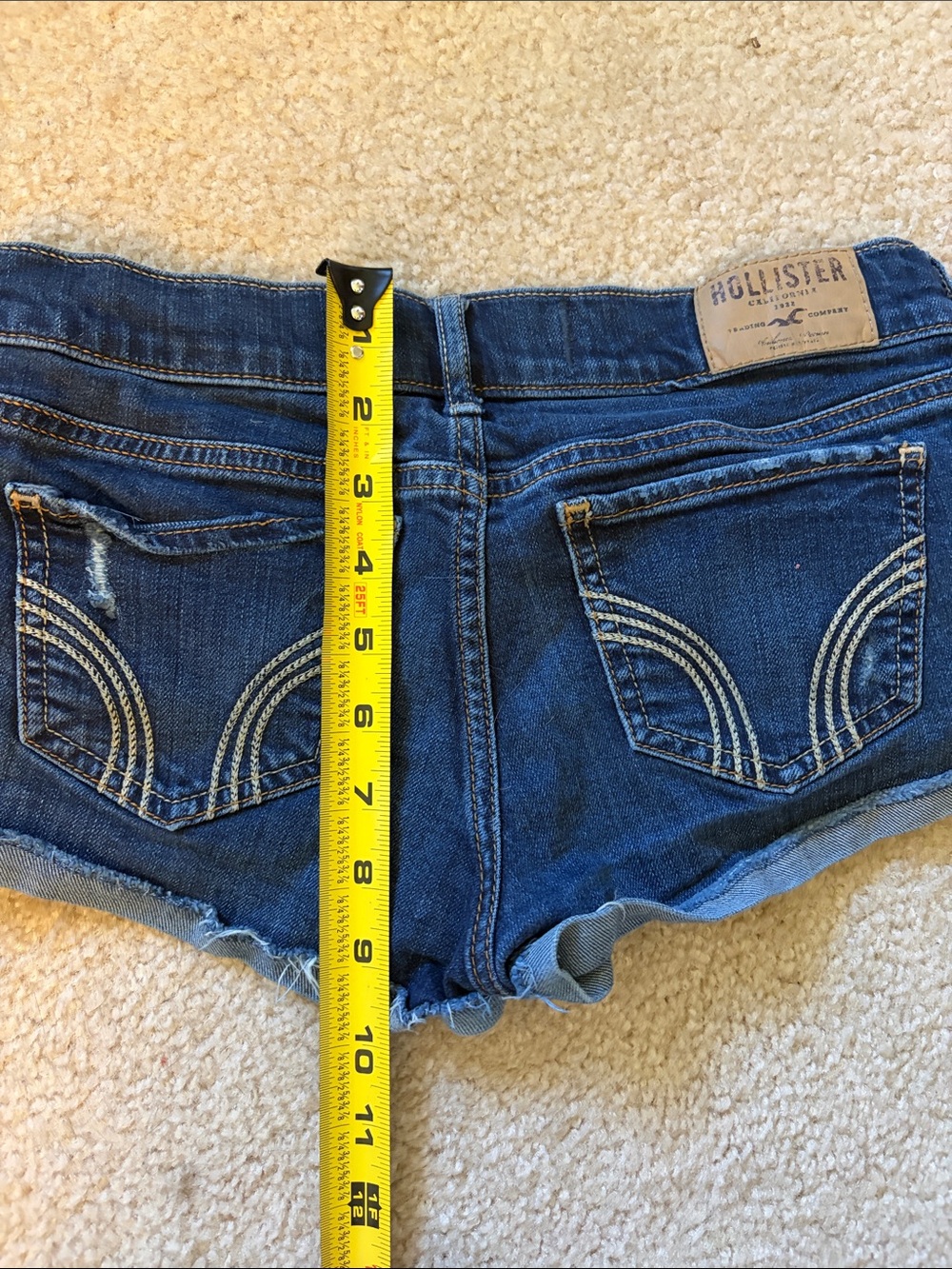 Hollister Women's Blue Distressed Denim Cutoff Shorts - Picture 6 of 6